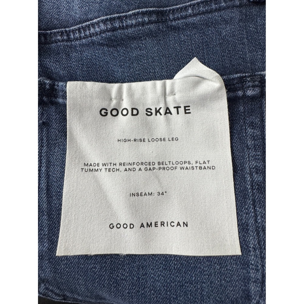 Good American Good Skate High Rise Loose Leg Jeans Indigo 10/30 34 Inseam New - Picture 6 of 10